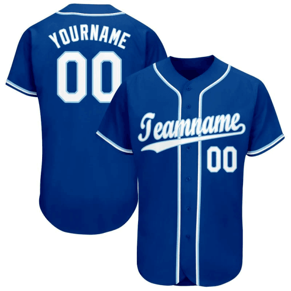 Custom Royal White-Light Blue Baseball Jersey (SHIP FREE)