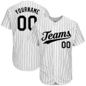 Custom White Black Pinstripe Black-Gray Authentic Baseball Jersey (SHIP FREE)