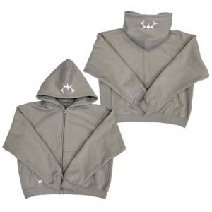 Customized Grey Hoody Casual Men's Zipper Sweatshirt