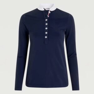 B25 Custom Made Ladies Polo Shirt Long Sleeve Equestrian Base Layer With Printed Embroidered Horse Riding Design for Women